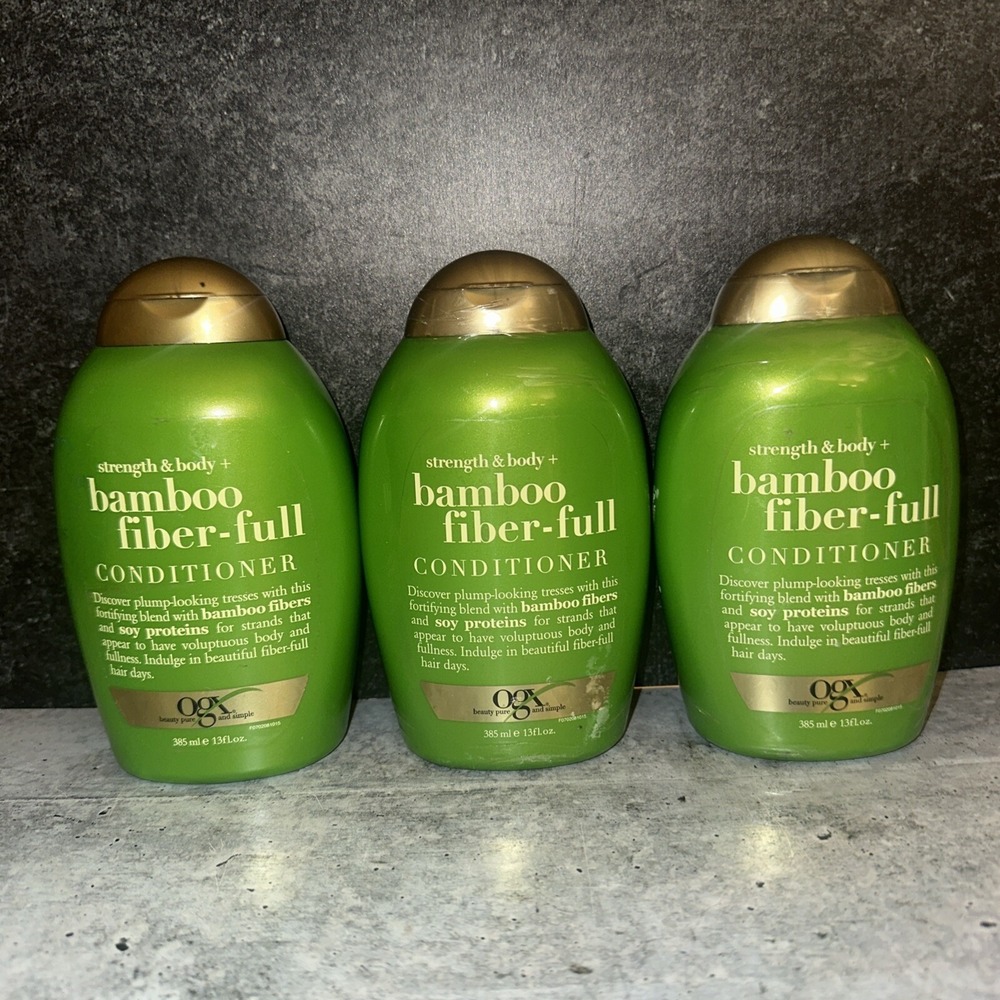 3 Lot OGX Strength and Body + Bamboo Fiber-Full Conditioner - 13 fl oz
